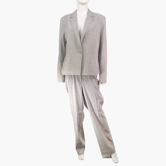 Ann Taylor Jackets & Blazers - ANN TAYLOR Plus Size Linen Blend Single-Breasted 2 Piece Suit (Gray | Size 16)
